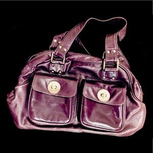 Danier Leather satchel purse. Deep plum-burgundy colour. Used once.